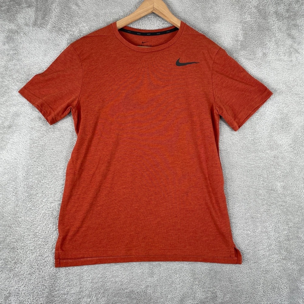 Nike Dri-FIT Training Shirt Mens Medium Orange Heather Active Gym Workout Tee